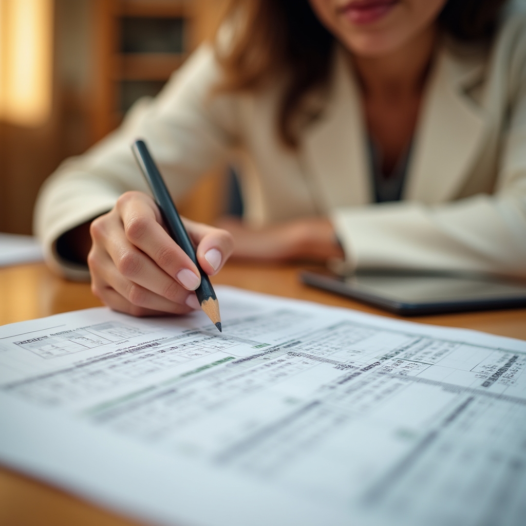 Municipal budget documents being analyzed on a desk